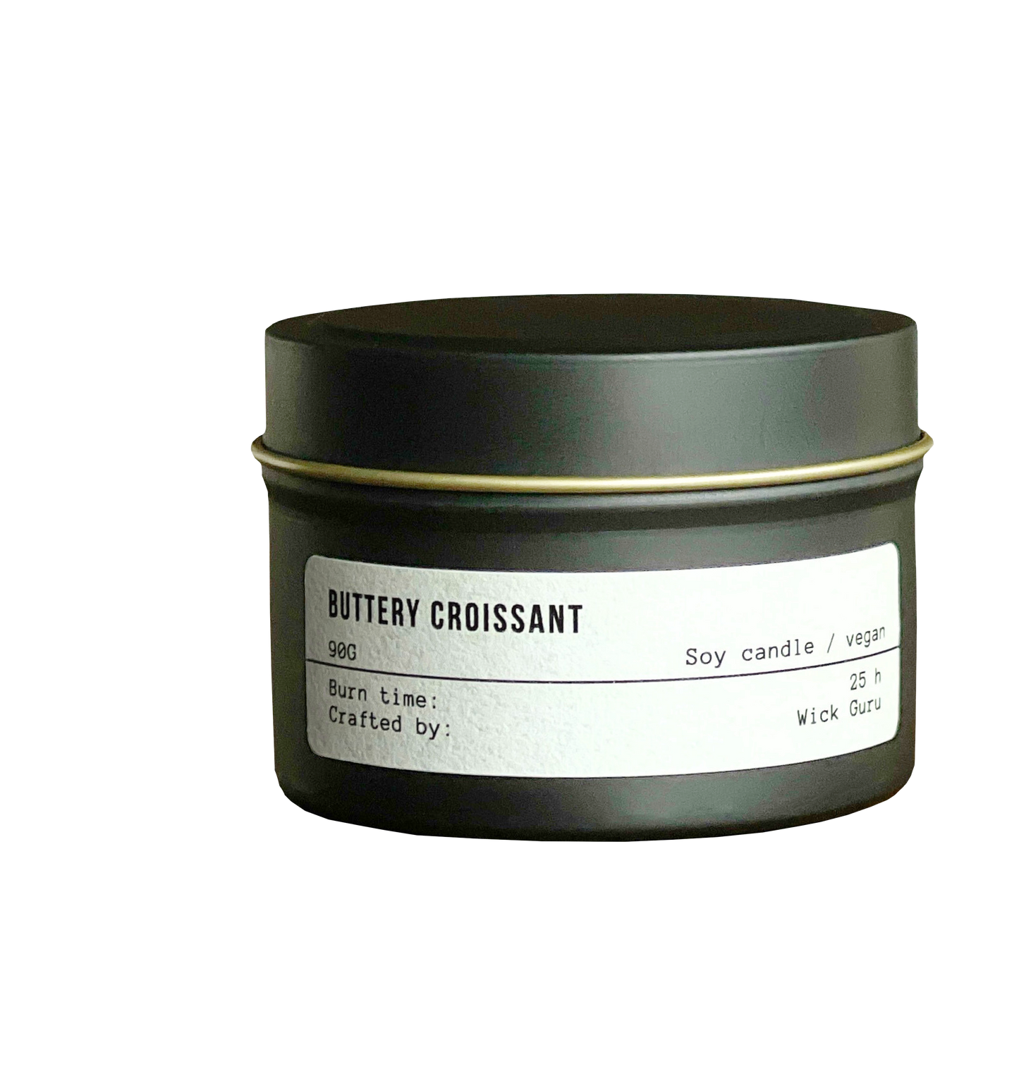 Croissant Scented Candle | Soy Wax | Bakery Inspired | Vegan: Tin candle (90g)