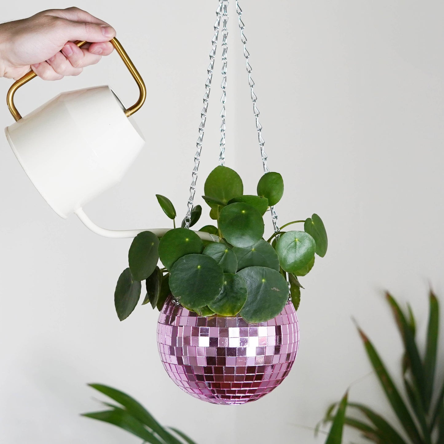 Disco Ball Hanging Planter Pink 6-inch | Homeware Gift