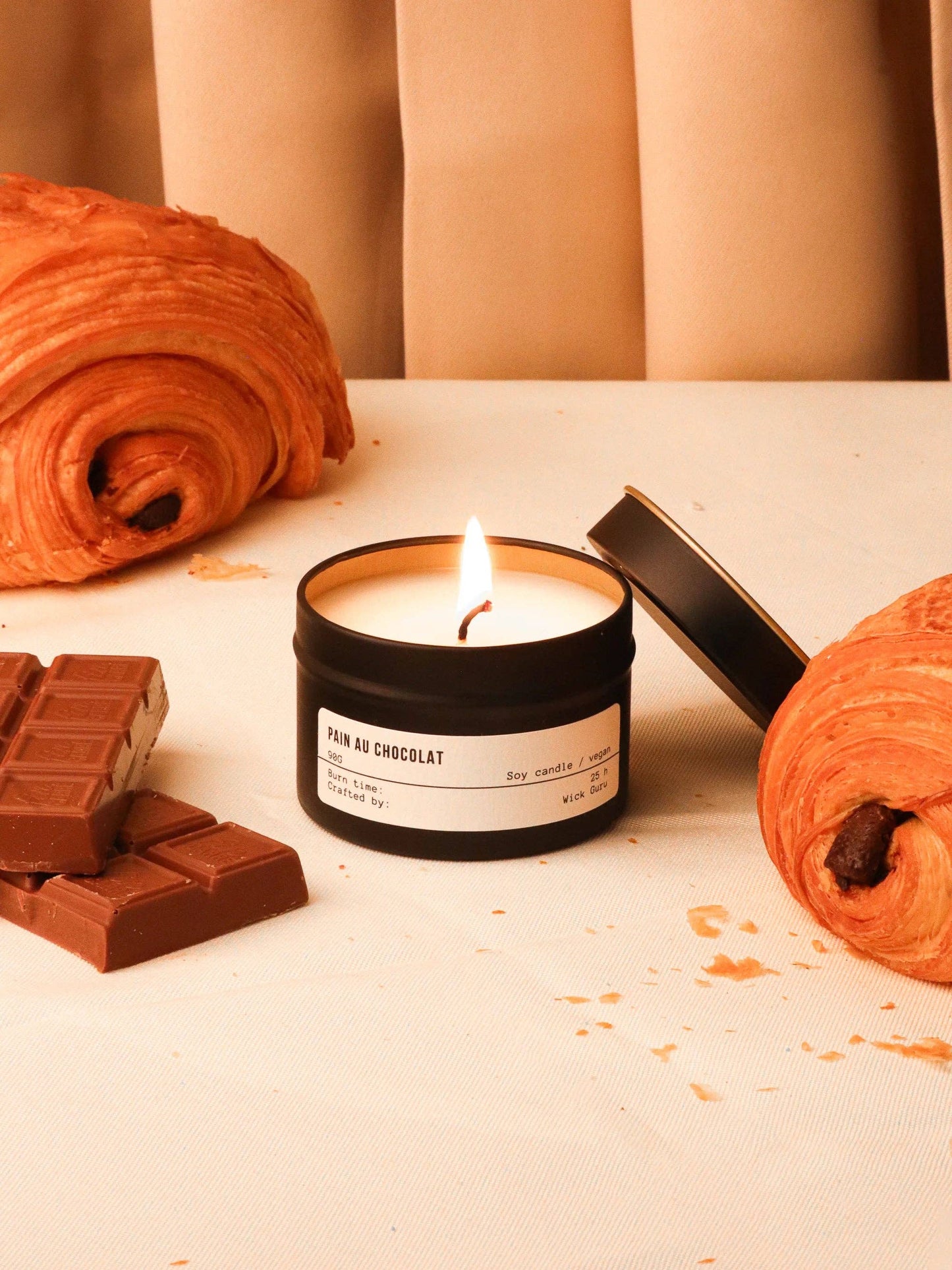 Pain Au Chocolat Candle | Soy Wax | Parisian Bakery Gift: Tin candle (90g)