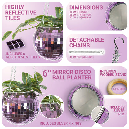 Disco Ball Hanging Planter Lilac 6-inch | Homeware Gift