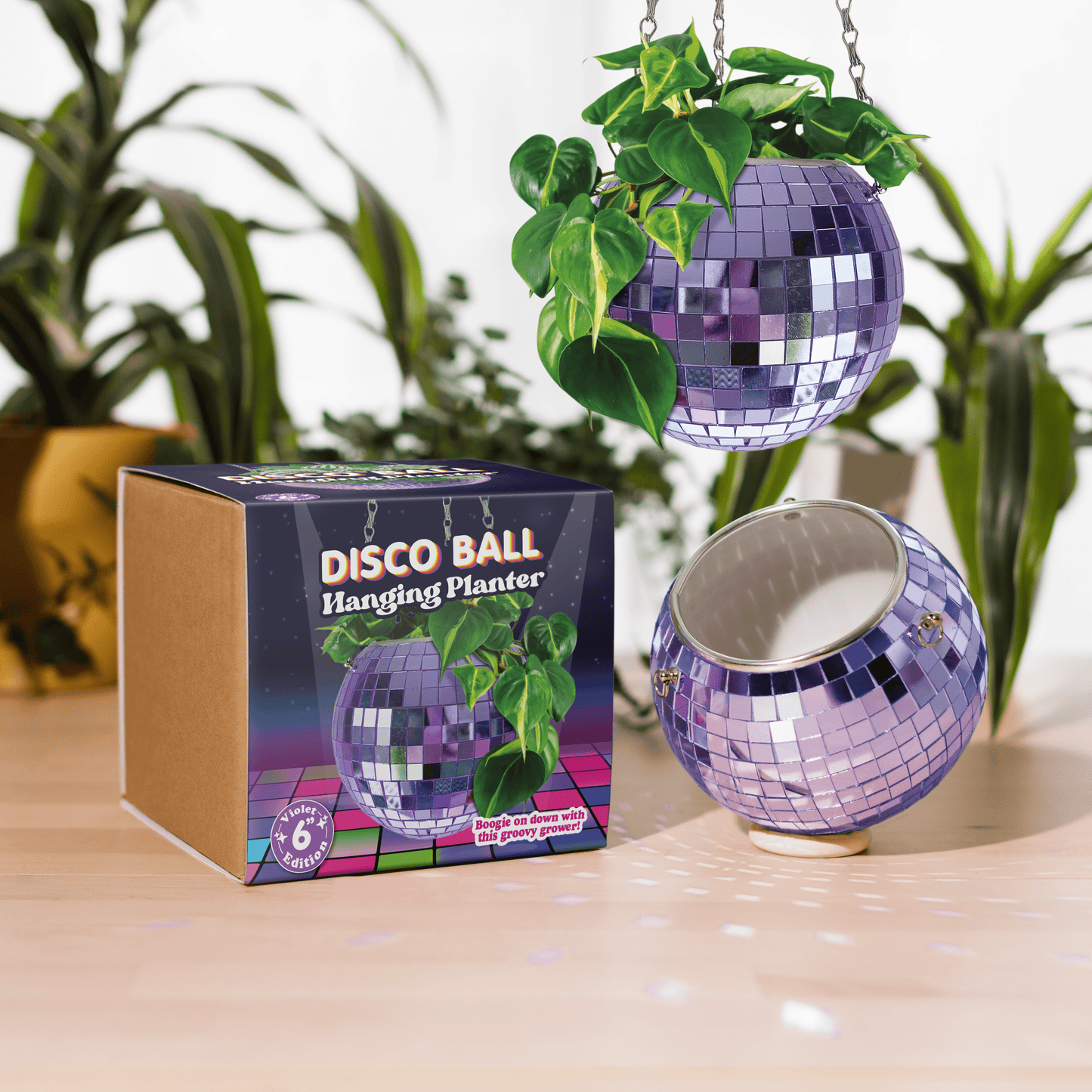 Disco Ball Hanging Planter Lilac 6-inch | Homeware Gift