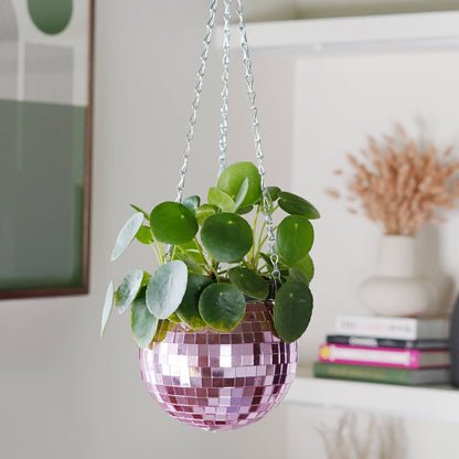 Disco Ball Hanging Planter Pink 6-inch | Homeware Gift
