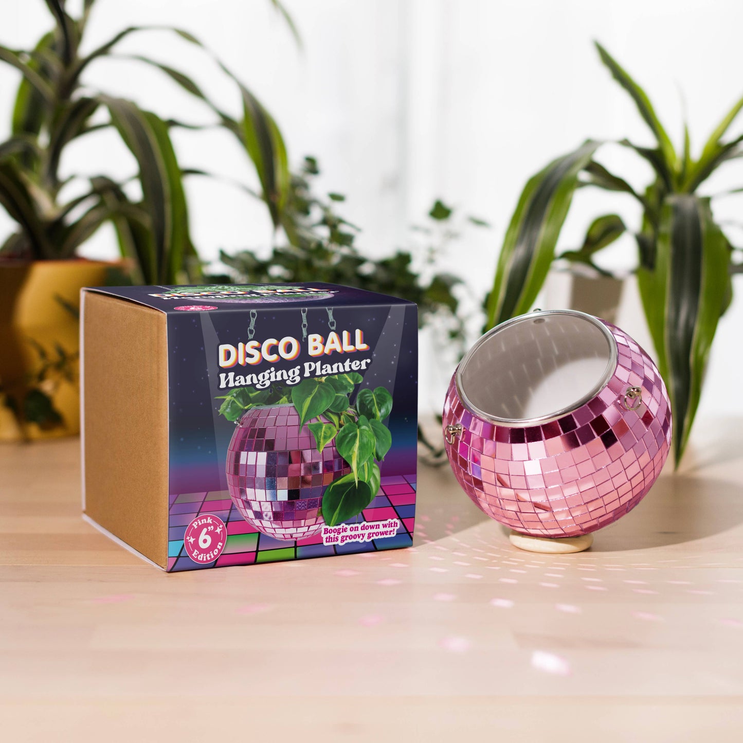 Disco Ball Hanging Planter Pink 6-inch | Homeware Gift