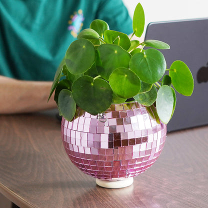 Disco Ball Hanging Planter Pink 6-inch | Homeware Gift